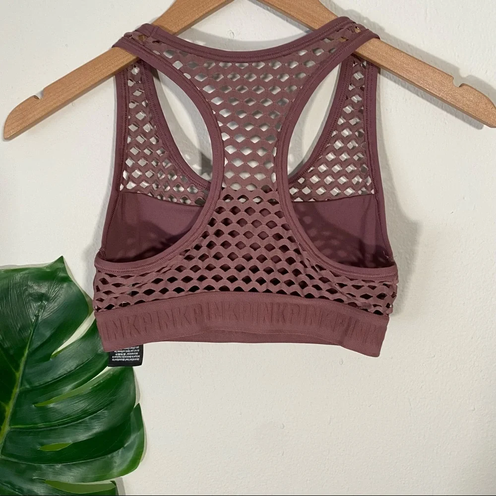 PINK VICTORIA'S SECRET Ultimate Unlined Mesh Sports Bra Cocoa Powder Mauve Small - Picture 6 of 9